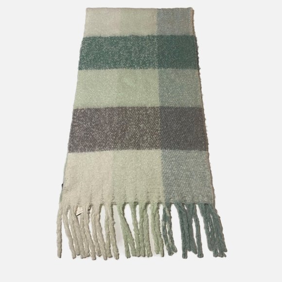 Steve Madden Lime Striped Plaid Muffler - Picture 5 of 16